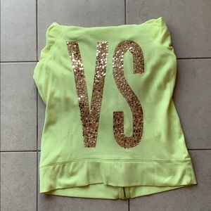 Neon Yellow Victoria’s Secret Zip-Up Swearshirt